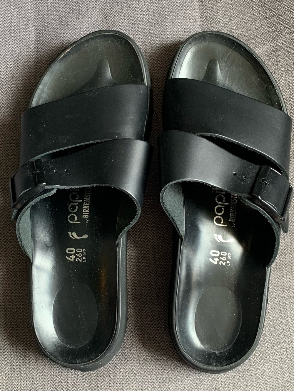 Papillo by Birkenstock Black Two-Strap Slide Sandals